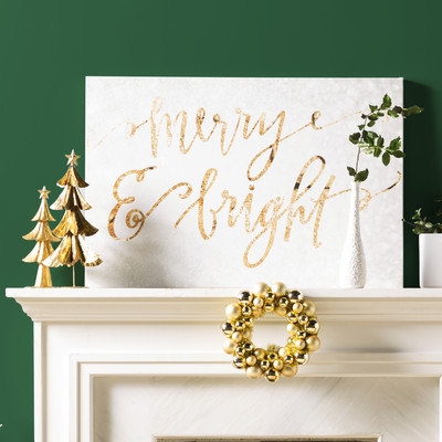 Merry & Bright Textual Art on Wrapped Canvas - Image 0
