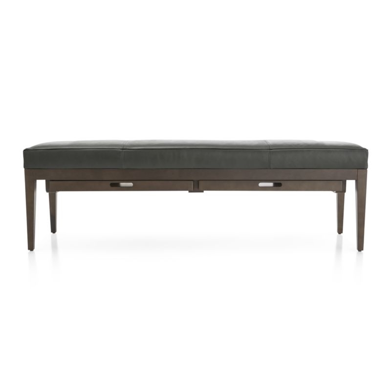 Nash Leather Large Bench with Tray - Image 1