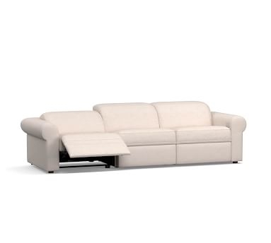 Ultra Lounge Roll Arm Upholstered 3-Piece Reclining Sofa Sectional, Polyester Wrapped Cushions, Basketweave Slub Ash - Image 3