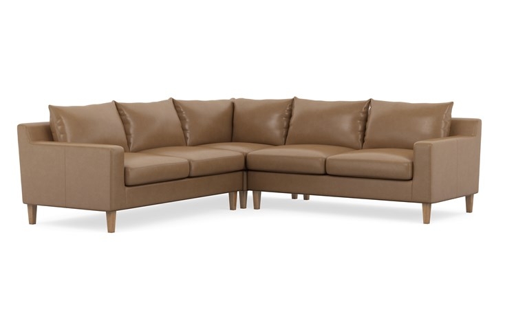Sloan Leather Corner Sectional with Palomino and Natural Oak legs - Image 1