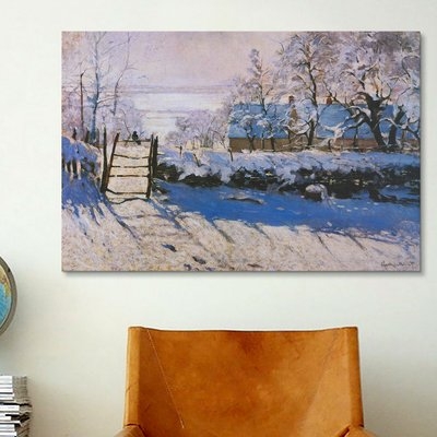 'The Magpie' by Claude Monet Painting Print on Canvas - Image 0