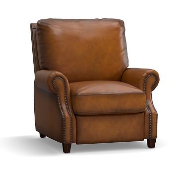 James Leather Recliner, Down Blend Wrapped Cushions, Burnished Bourbon - Image 0