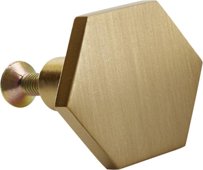 Hex Brushed Brass Mini Knob - Image 3