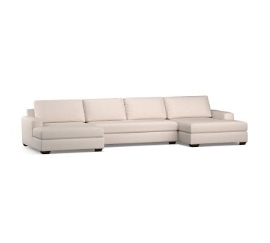 Big Sur Square Arm Upholstered U-Double Chaise Sofa Sectional with Bench Cushion, Down Blend Wrapped Cushions, Performance Chateau Basketweave Ivory - Image 2