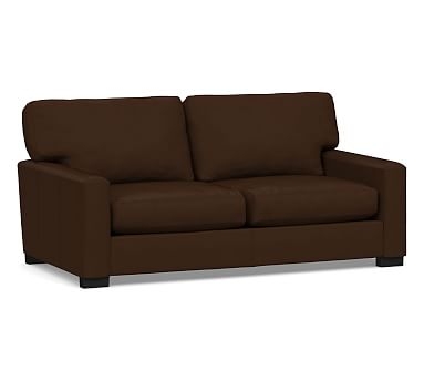 Turner Square Arm Leather Loveseat 73.5", Down Blend Wrapped Cushions, Nubuck Cocoa - Image 0