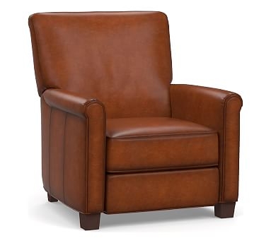Irving Roll Arm Leather Power Recliner, Polyester Wrapped Cushions, Burnished Bourbon - Image 0