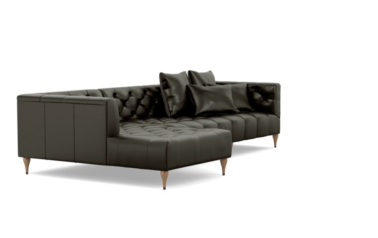 Ms. Chesterfield leather Chaise Sectional with Tobacco and White Oak with Antique Cap legs - Image 1