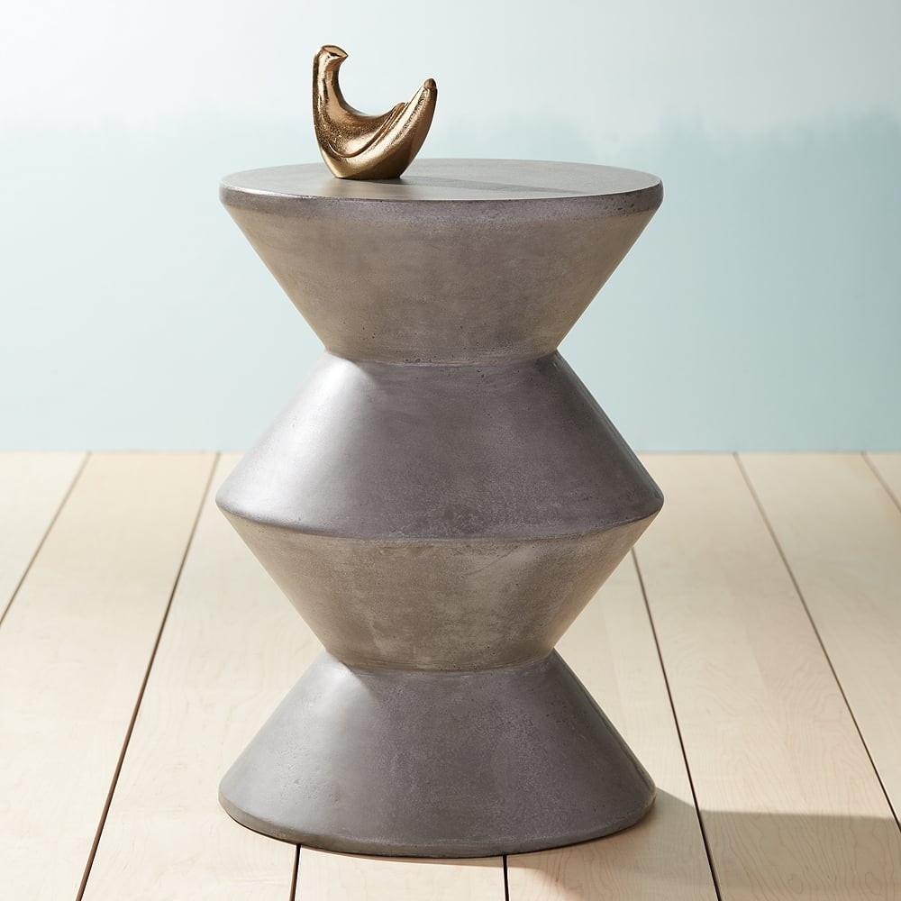 Union Round Gray Concrete Indoor-Outdoor End Table - Style # 13Y30 - Image 0