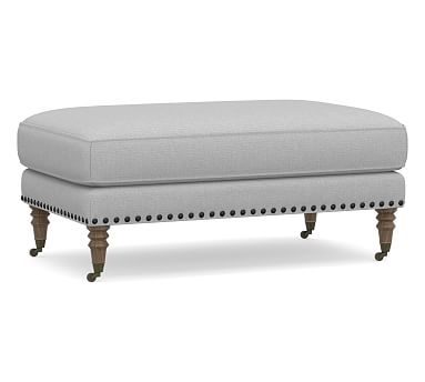 Tallulah Upholstered Ottoman, Polyester Wrapped Cushions, Brushed Crossweave Light Gray - Image 0