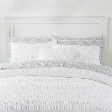 Textured Pongee Duvet Cover, Twin/Twin XL, White - Image 1