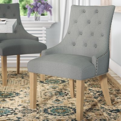 Miles City Button Tufted Wingback Hostess Upholstered Dining Chair Set of 2 - Image 0