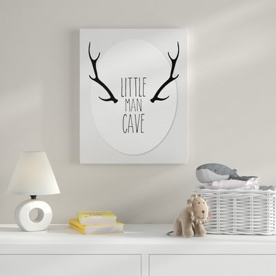 'Little Man Cave Antlers' Textual Art - Image 0