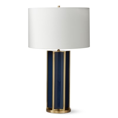 Fluted Colored Glass Table Lamp, Navy - Image 0