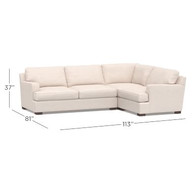 Townsend Square Arm Upholstered Right Arm 3-Piece Corner Sectional, Polyester Wrapped Cushions, Brushed Crossweave Light Gray - Image 1