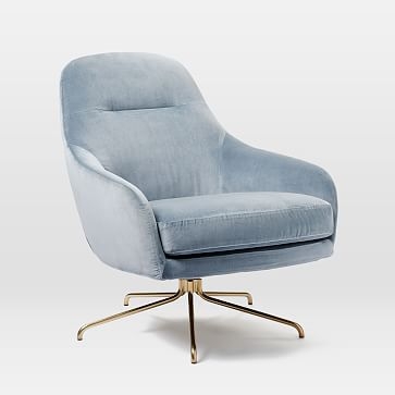 Valentina Swivel Chair, Astor Velvet, Steel Blue, Light Bronze - Image 4