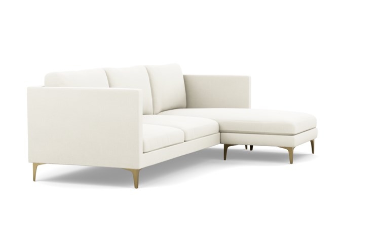 Oliver Sectionals with Ivory Fabric with right facing chaise and Brass Plated legs - Image 1