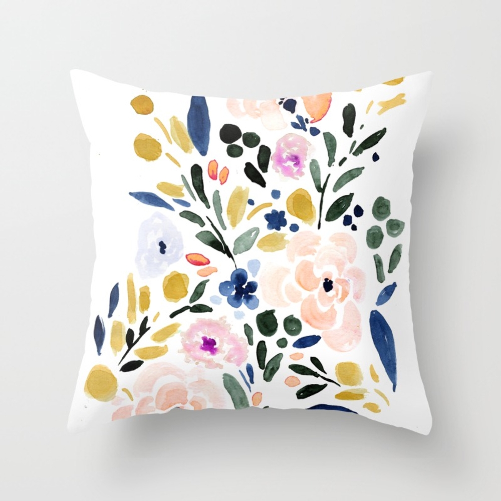 Sierra Floral Throw Pillow by Crystal W Design - Cover (18" x 18") With Pillow Insert - Outdoor Pillow - Image 0