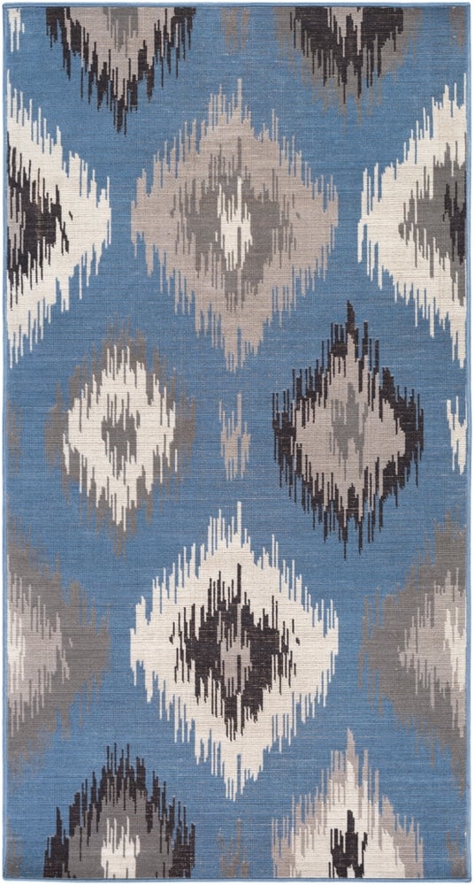 Mavrick Blue Indoor 2'8" x 5' Machine Woven Rug - Image 0