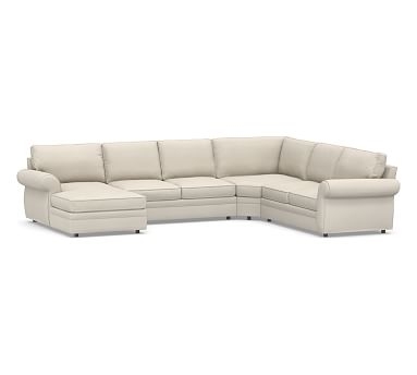 Pearce Square Arm Upholstered Right Arm 4-Piece Wedge Sectional, Down Blend Wrapped Cushions, Twill Cream - Image 0