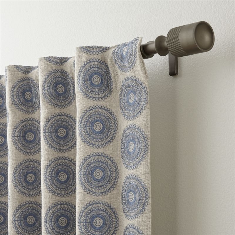 Aubrey Blue Embroidered Curtain Panel 50"x84" - Image 3