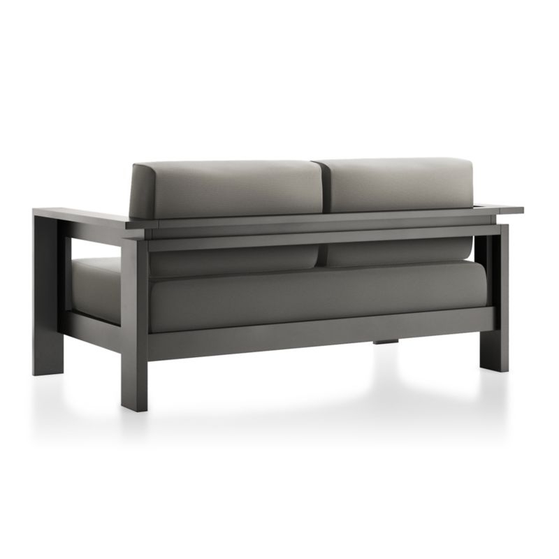 Walker 63" Metal Outdoor Loveseat with Graphite Sunbrella ® Cushions - Image 4