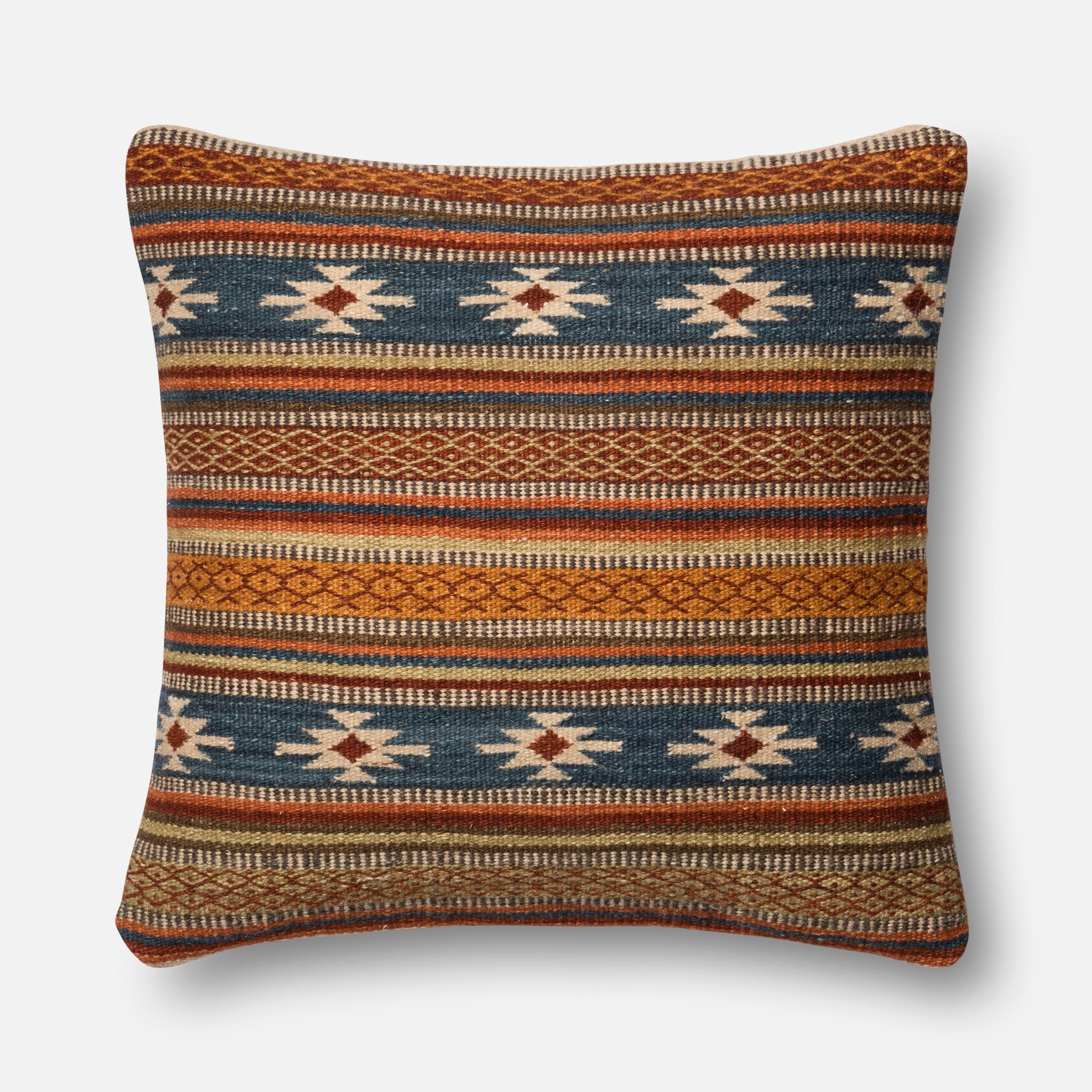 PILLOWS - BLUE / RUST - 22" X 22" Cover Only - Image 0