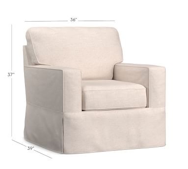Buchanan Square Arm Slipcovered Armchair, Polyester Wrapped Cushions, Twill White - Image 1