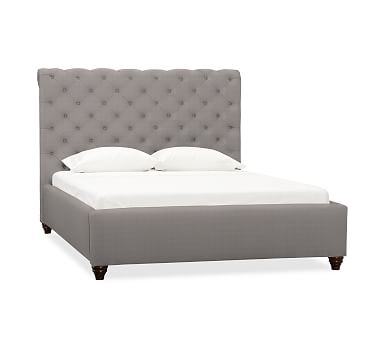 Chesterfield Upholstered Bed, King, Performance Twill Metal Gray - Image 0