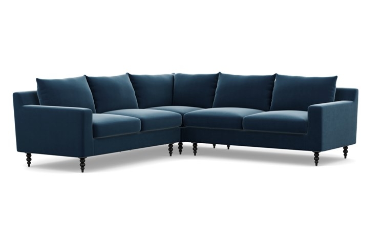 Sloan Corner Sectional with Blue Sapphire Fabric and chrome legs - Image 1