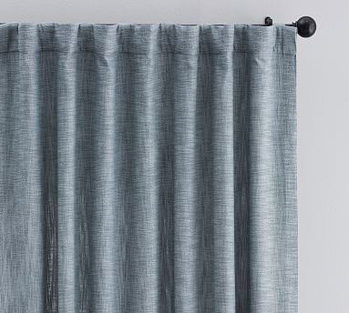 Seaton Textured Cotton Curtain 96", Blue Chambray - Image 0