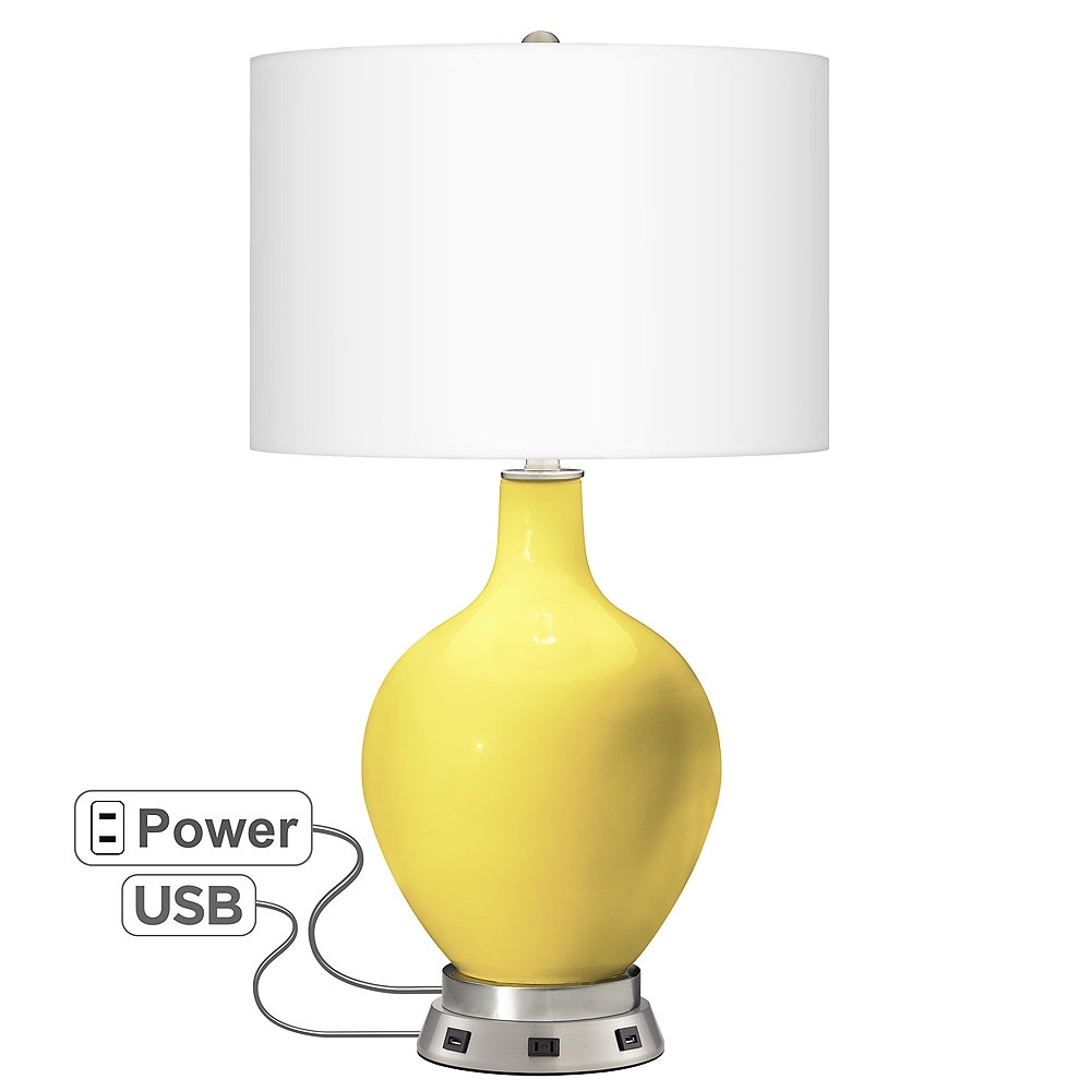 Lemon Twist Ovo Table Lamp with USB Workstation Base - Image 0