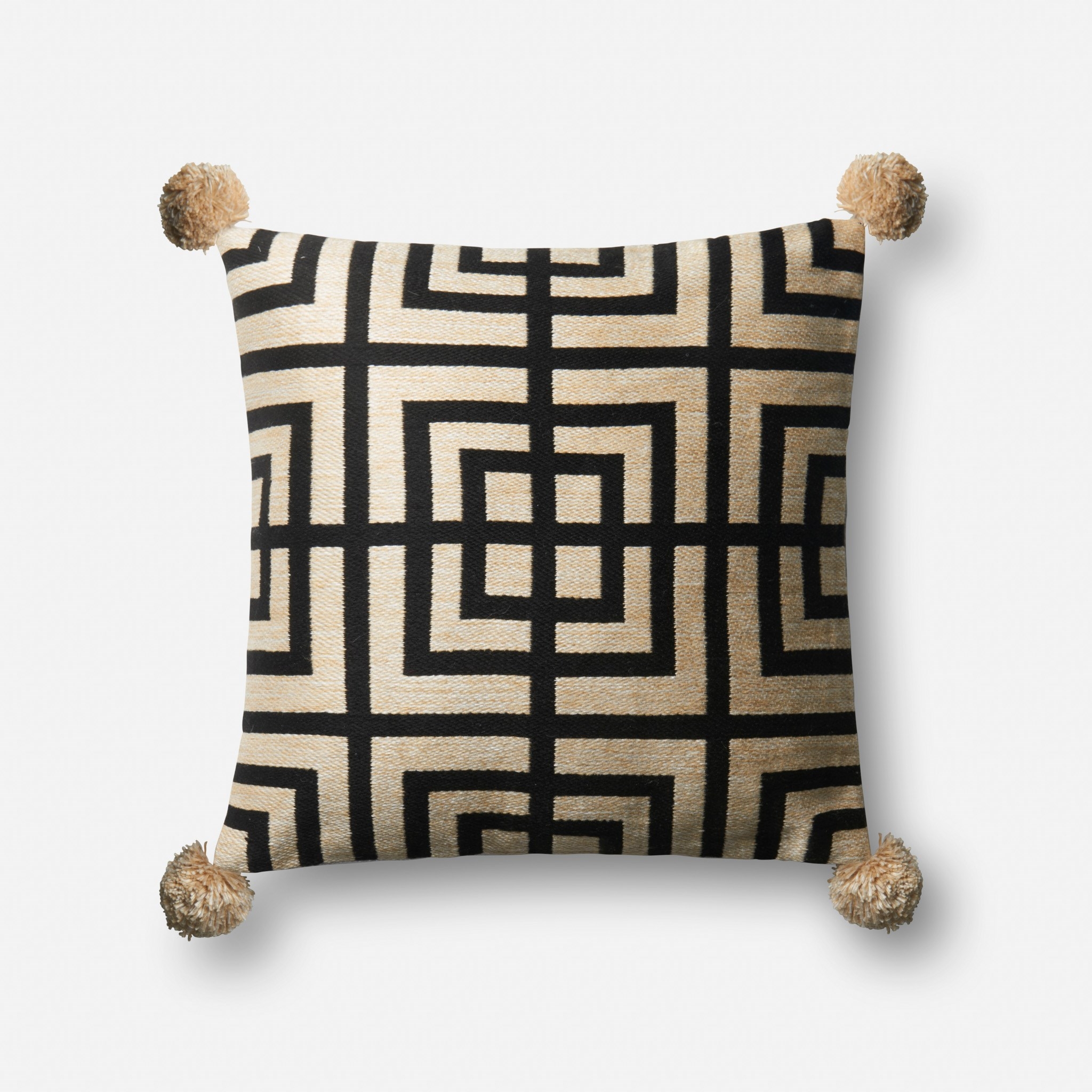 PILLOWS - BEIGE / BLACK - 18" X 18" Cover Only - Image 0