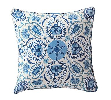 Adya Suzani Print Pillow Cover, 20", Blue - Image 0