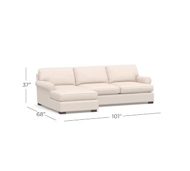 Townsend Roll Arm Upholstered Right Arm Sofa with Chaise Sectional, Polyester Wrapped Cushions, Belgian Linen Natural - Image 5