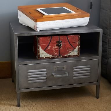 Locker Nightstand, Galvinized Gray Metal - Image 3