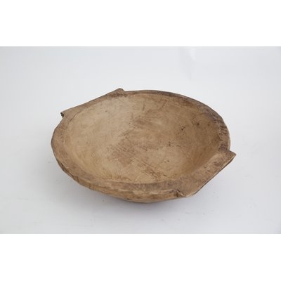 Round Wooden Dough Decorative Bowl, Primitive White - Image 0