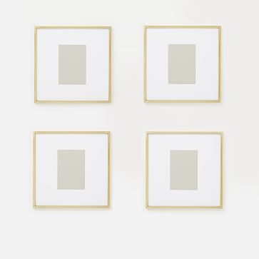 Gallery Frame, Polished Brass, Set of 4, 5" x 7" (12" x 12" without mat) - Image 0