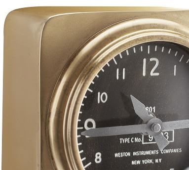 Aviator Desktop Clock, Brass - Image 1