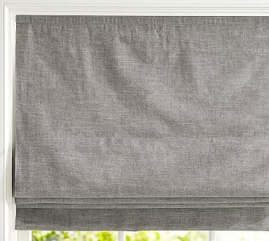 Custom Emery Linen/Cotton Cordless Roman Shade, Gray, 40 x 48" - Image 0