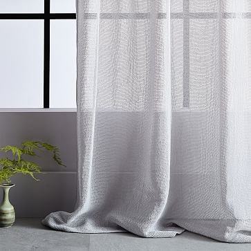 Solid Open Weave Sheer Curtains, Set of 2, Frost Gray, 48"x84" - Image 3