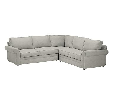Pearce Roll Arm Upholstered 2-Piece L-Shaped Sectional, Down Blend Wrapped Cushions, Premium Performance Basketweave Light Gray - Image 2