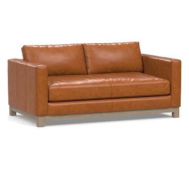 Jake Leather Loveseat 70" with Wood Legs, Down Blend Wrapped Cushions, Vintage Caramel - Image 0
