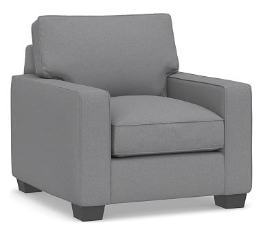 PB Comfort Square Arm Upholstered Armchair 36", Box Edge Memory Foam Cushions, Textured Twill Light Gray - Image 0