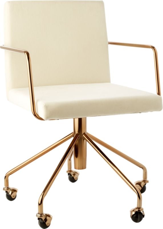 Rouka White Velvet Office Chair - Image 5