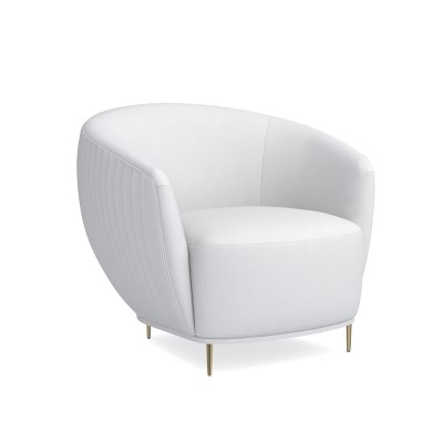 Alexis Pleated Chair, Performance Linen Blend, Ivory, Antique Brass - Image 2