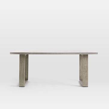 Concrete Outdoor Dining Table + Portside Benches Set, Weathered Gray - Image 3