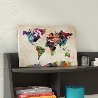 'World Map Urba Watercolor II' by Michael Tompsett Graphic Art Print - Image 0