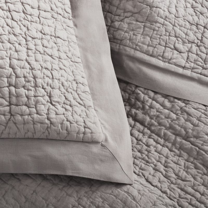 Celeste Grey Cotton Solid Quilt King - Image 1