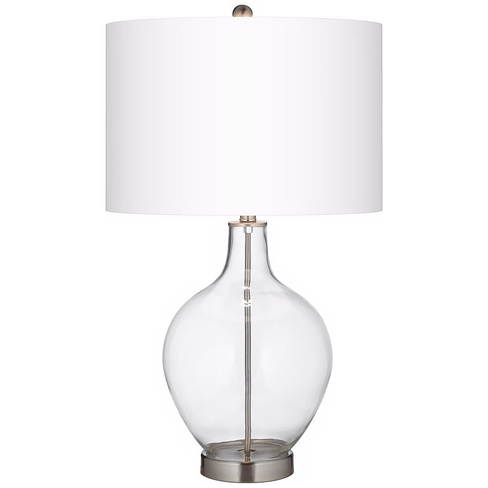 Color Plus Ovo 28 1/2" White Linen Clear Glass Fillable Table Lamp - Image 0