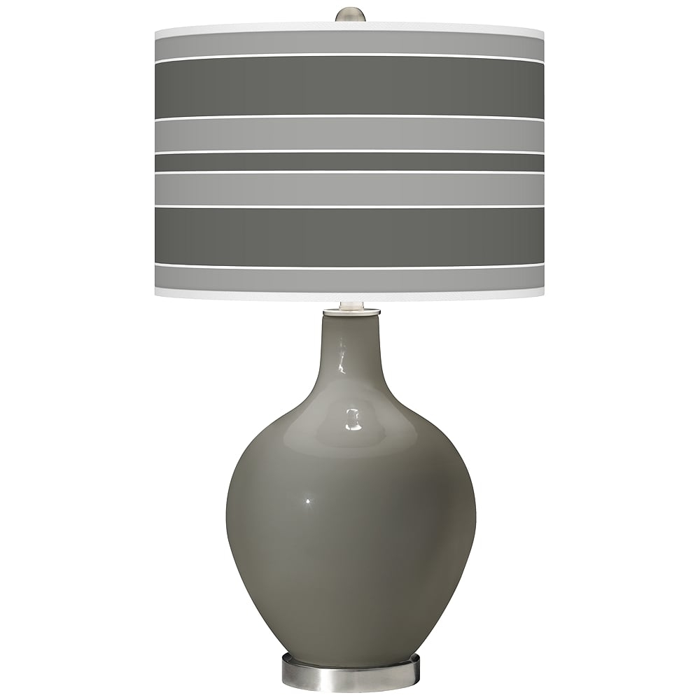 Color Plus Ovo 28 1/2" High Bold Stripe Shade Gauntlet Gray Table Lamp - Image 0